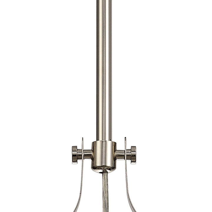Nelson Lighting NLK01339 Louis 1 Light Telescopic Pendant With 30cm Flat Round Glass Shade Polished Nickel/Clear