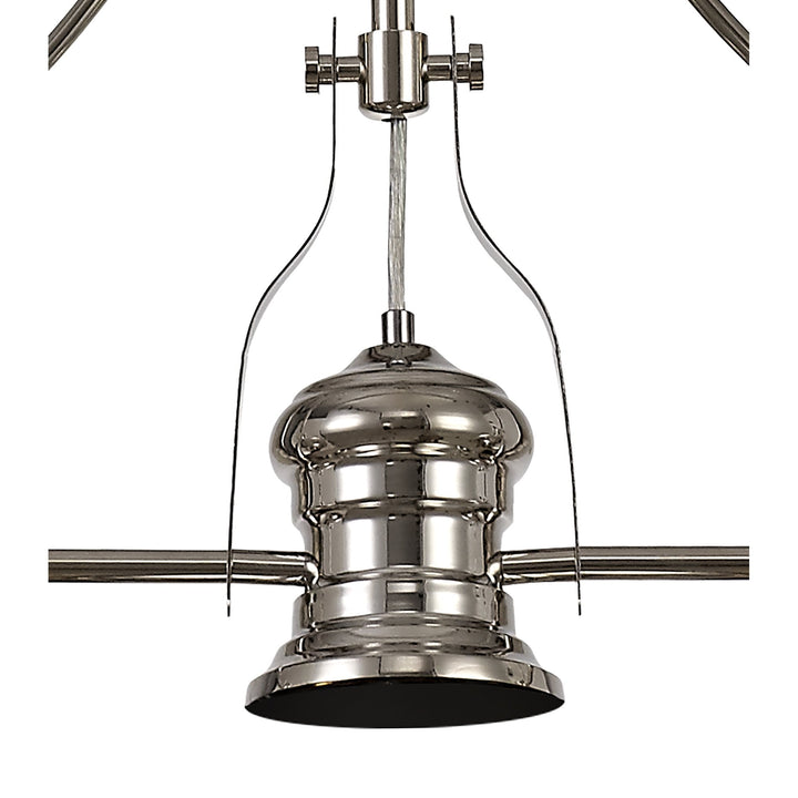 Nelson Lighting NLK04839 Louis Linear Pendant With 30cm Flat Round Patterned Shade Polished Nickel/Clear Glass