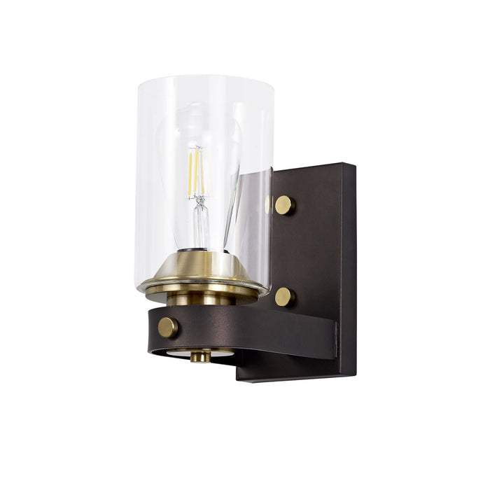 Nelson Lighting NL75549 Malcom Wall Lamp 1 Light Brown Oxide/Bronze With Clear Glass Shades