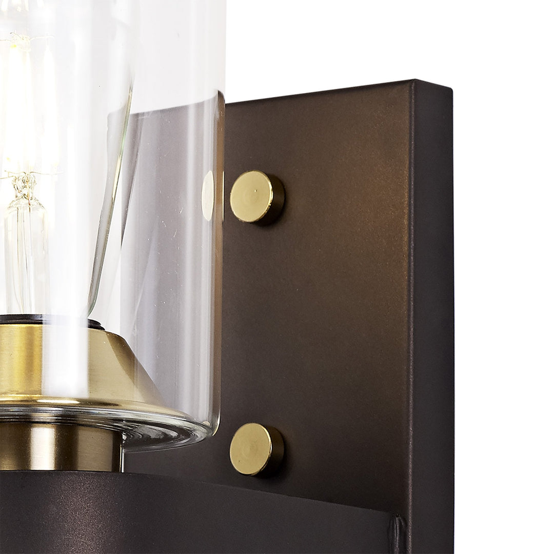 Nelson Lighting NL75549 Malcom Wall Lamp 1 Light Brown Oxide/Bronze With Clear Glass Shades