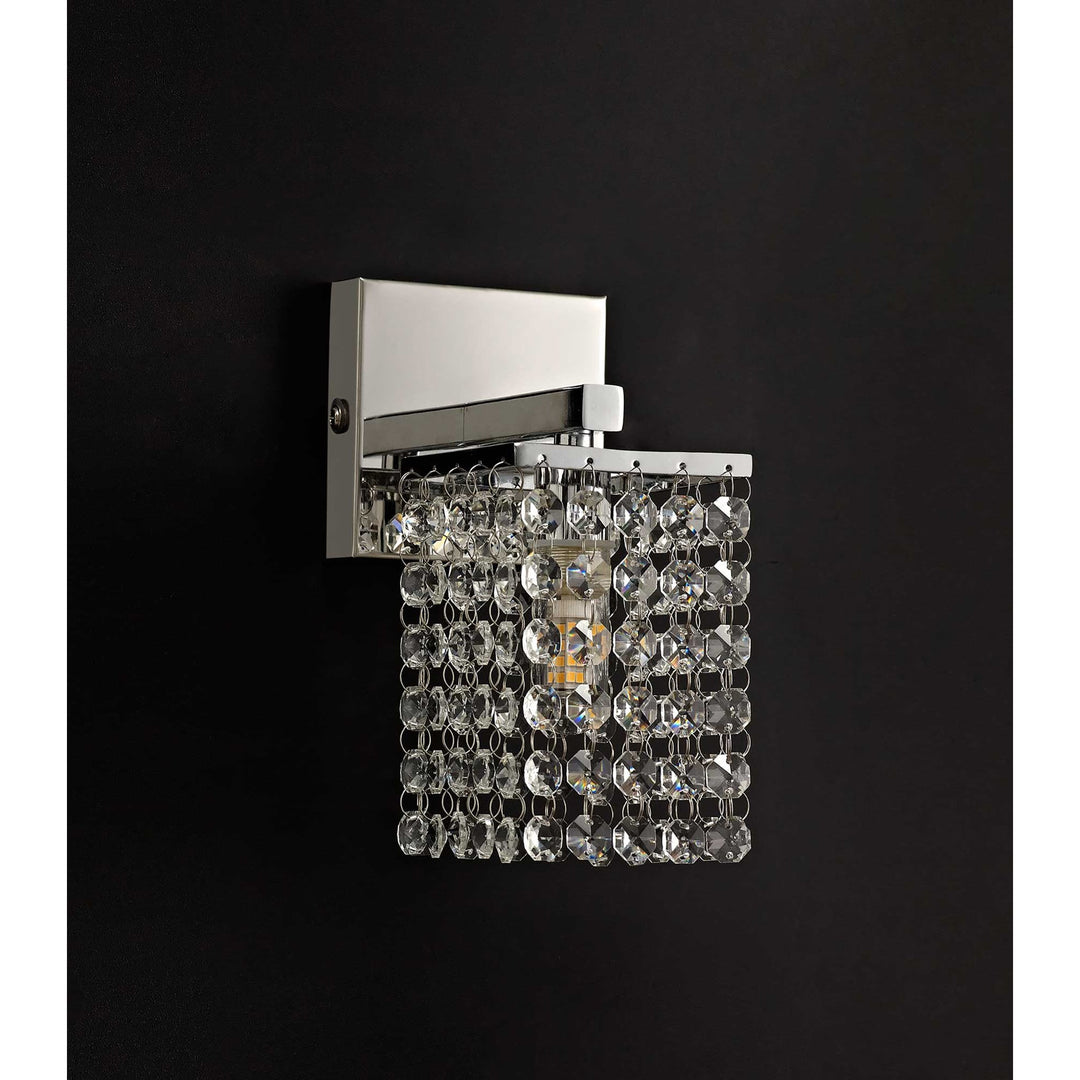 Nelson Lighting NL70559 Marie Bathroom Wall Lamp 1 Light Polished Chrome/Crystal