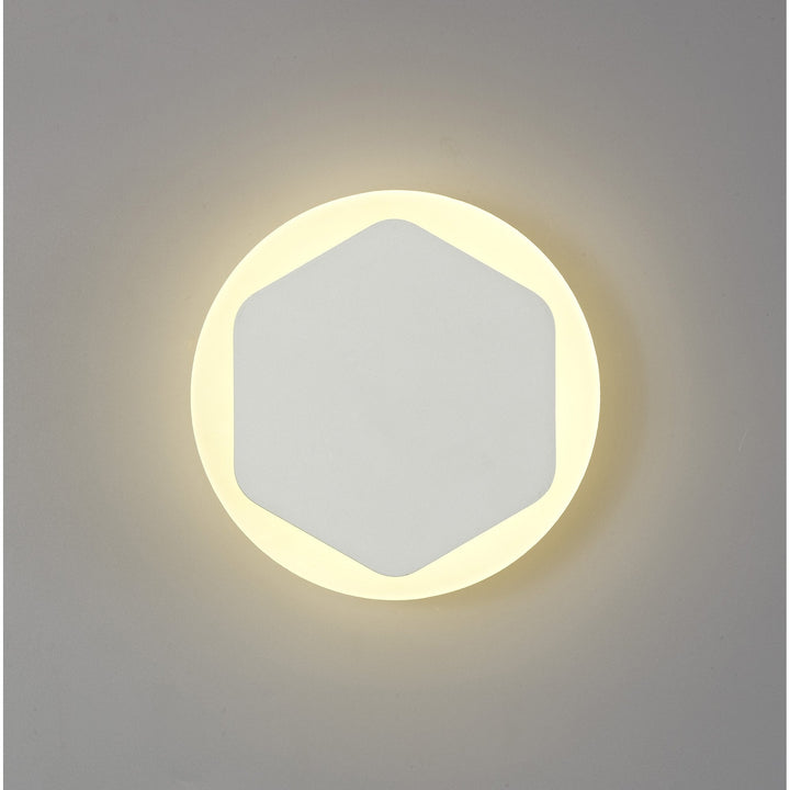 Nelson Lighting NLK03949 Modena Magnetic Base Wall Lamp LED 15/19cm Vertical Hexagonal White/ Frosted Diffuser