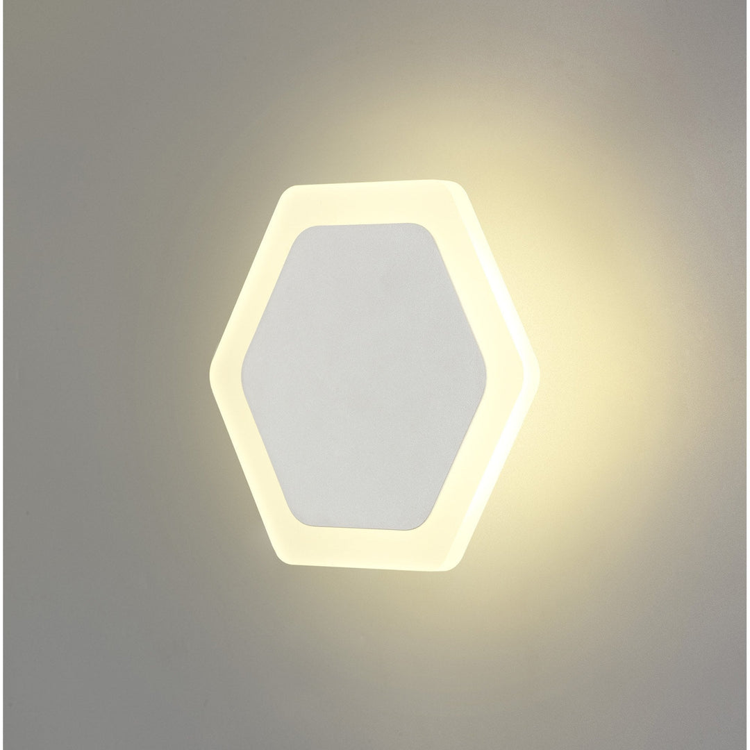 Nelson Lighting NLK04089 Modena Magnetic Base Wall Lamp LED 15/19cm Hexagonal Centre White