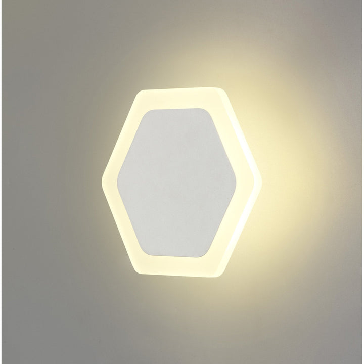 Nelson Lighting NLK04089 Modena Magnetic Base Wall Lamp LED 15/19cm Hexagonal Centre White