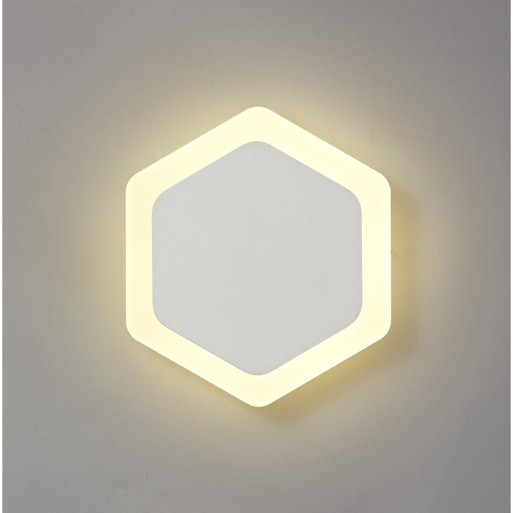 Nelson Lighting NLK04099 Modena Magnetic Base Wall Lamp LED 15/19cm Hexagonal Centre White