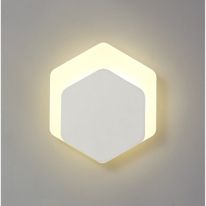 Nelson Lighting NLK04109 Modena Magnetic Base Wall Lamp LED 15/19cm Hexagonal Bottom Offset White