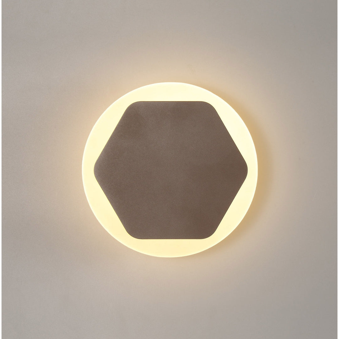 Nelson Lighting NLK04309 Modena Magnetic Base Wall Lamp LED 15cm Hexagonal 19cm Round Centre Coffee