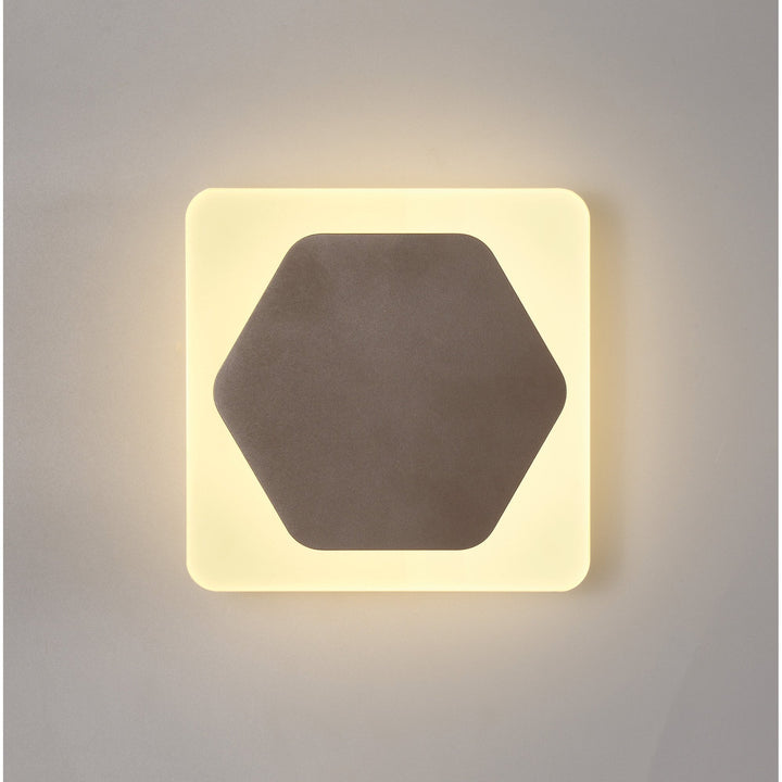 Nelson Lighting NLK04399 Modena Magnetic Base Wall Lamp LED 15cm Hexagonal 19cm Square Coffee/ Frosted Diffuser