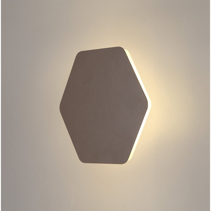 Nelson Lighting NLK04429 Modena Magnetic Base Wall Lamp LED 20/19cm Hexagonal Centre Coffee/ Frosted Diffuser