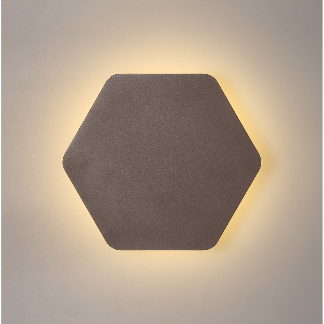 Nelson Lighting NLK04429 Modena Magnetic Base Wall Lamp LED 20/19cm Hexagonal Centre Coffee/ Frosted Diffuser