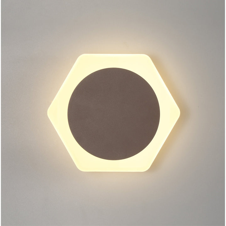 Nelson Lighting NLK04449 Modena Magnetic Base Wall Lamp LED 15cm Round 19cm Hexagonal Centre Coffee