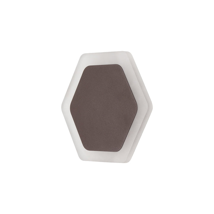 Nelson Lighting NLK04459 Modena Magnetic Base Wall Lamp LED 15/19cm Hexagonal Centre Coffee/ Frosted Diffuser