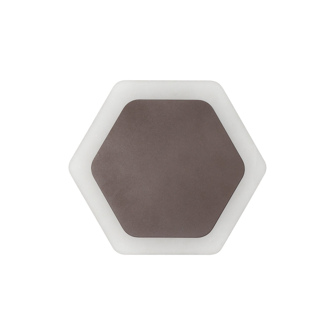 Nelson Lighting NLK04459 Modena Magnetic Base Wall Lamp LED 15/19cm Hexagonal Centre Coffee/ Frosted Diffuser