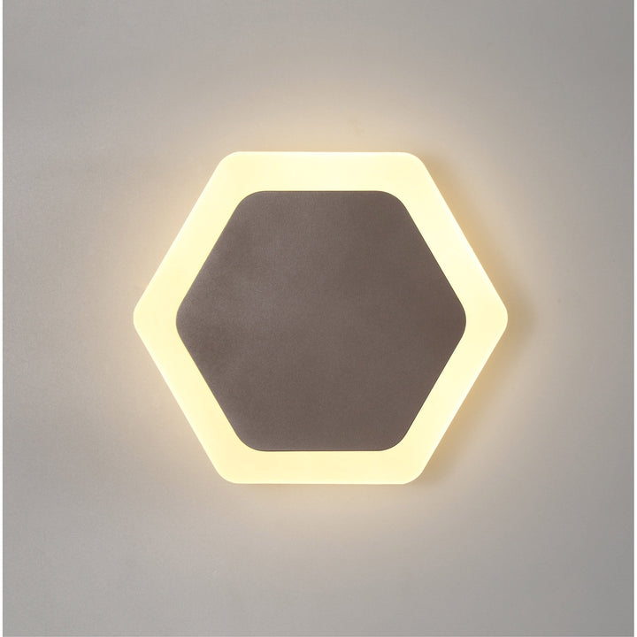 Nelson Lighting NLK04459 Modena Magnetic Base Wall Lamp LED 15/19cm Hexagonal Centre Coffee/ Frosted Diffuser