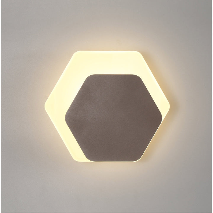 Nelson Lighting NLK04499 Modena Magnetic Base Wall Lamp LED 15/19cm Hexagonal Right Offset Coffee
