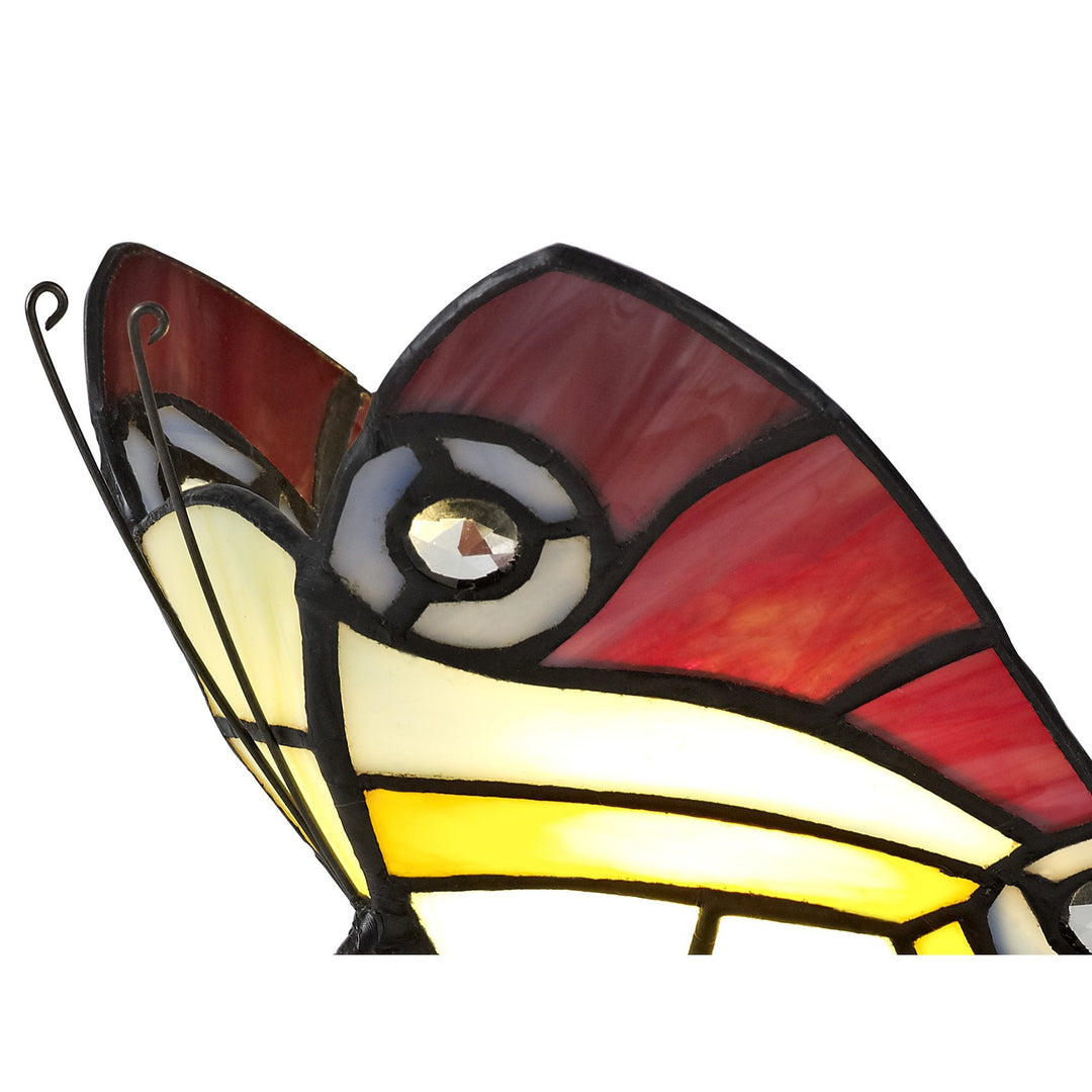 Nelson Lighting NL73029 Monty Tiffany Butterfly Table Lamp 1 Light Black Base Red/Yellow/Blue