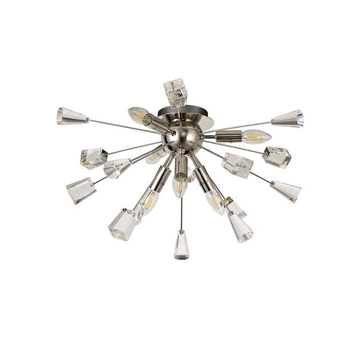 Nelson Lighting NL80619 Nellie Ceiling Sputnik 6 Light Polished Nickel/Crystal