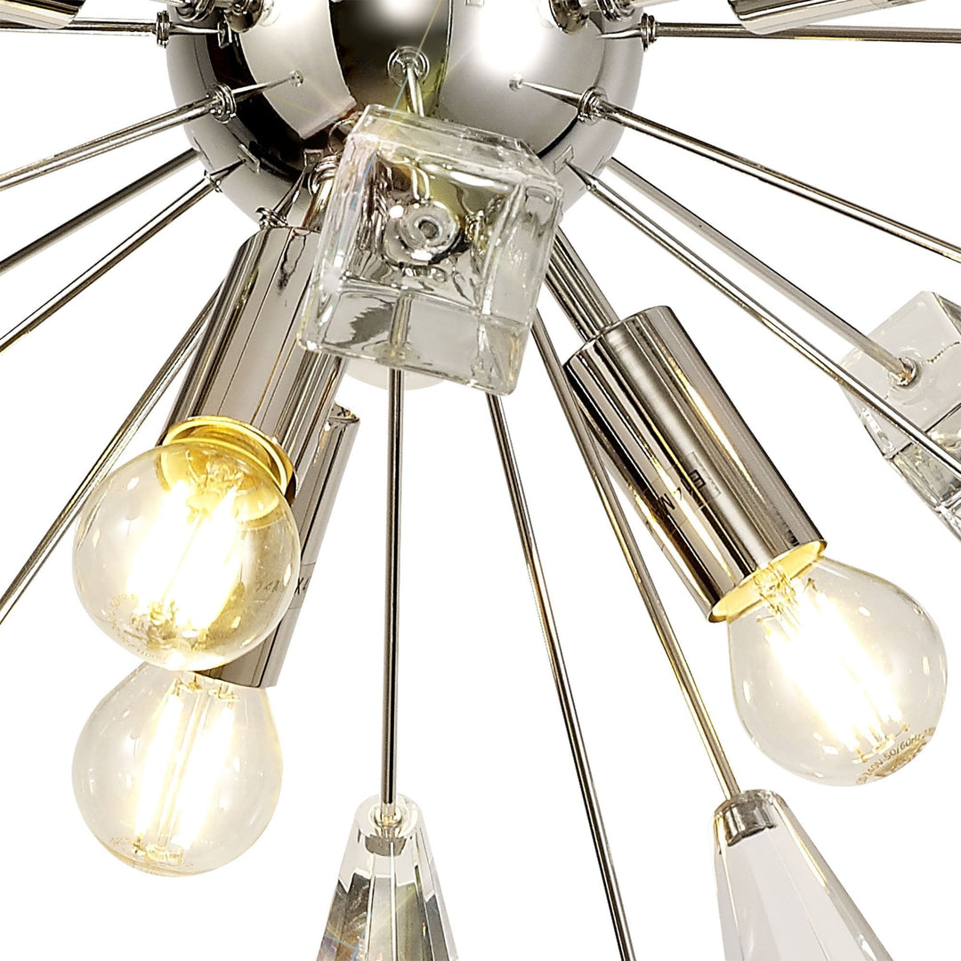 Nelson Lighting NL80619 Nellie Ceiling Sputnik 6 Light Polished Nickel/Crystal