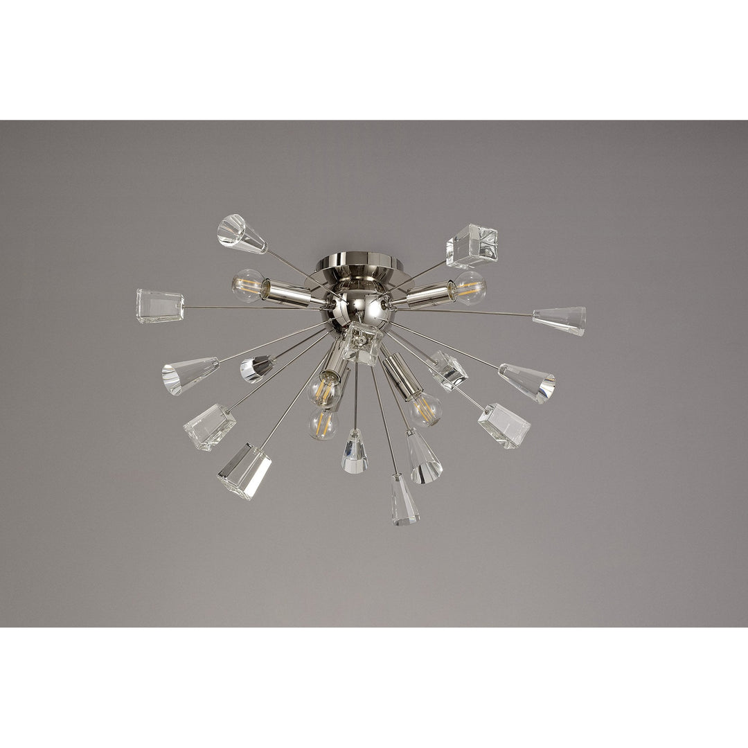 Nelson Lighting NL80619 Nellie Ceiling Sputnik 6 Light Polished Nickel/Crystal