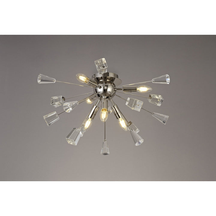 Nelson Lighting NL80619 Nellie Ceiling Sputnik 6 Light Polished Nickel/Crystal