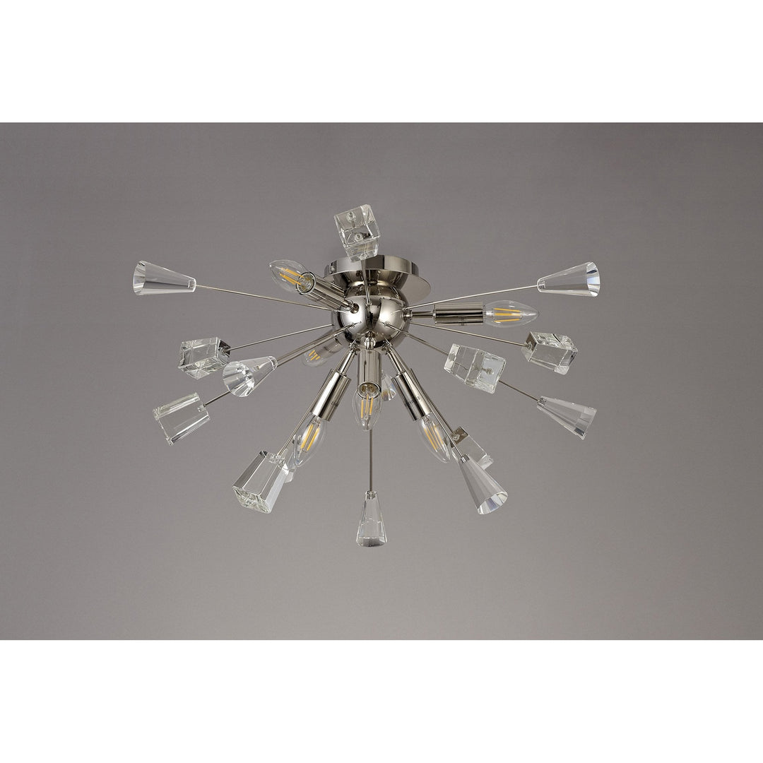 Nelson Lighting NL80619 Nellie Ceiling Sputnik 6 Light Polished Nickel/Crystal