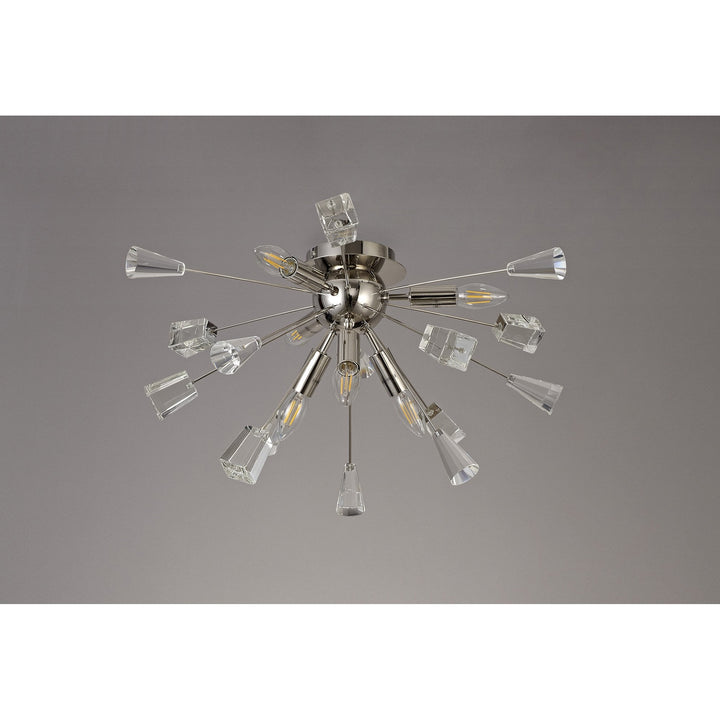 Nelson Lighting NL80619 Nellie Ceiling Sputnik 6 Light Polished Nickel/Crystal