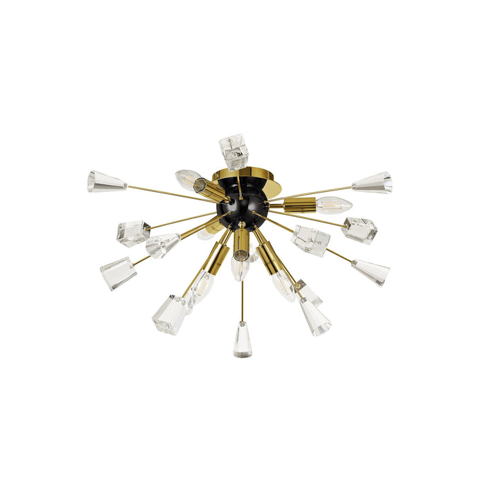 Nelson Lighting NL80629 Nellie Ceiling Sputnik 6 Light Brushed Gold & Gloss Black/Crystal