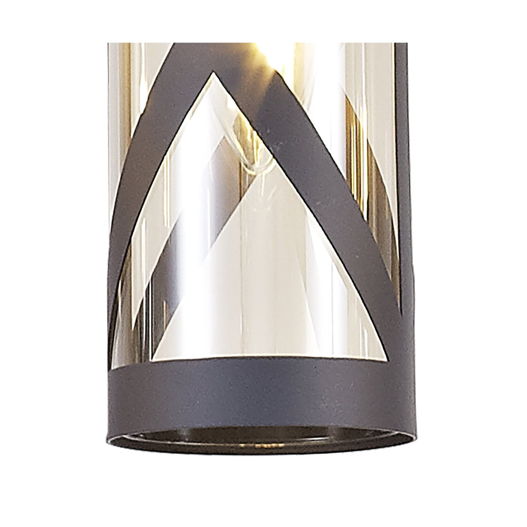 Nelson Lighting NL81169 Nivarna 3 Light Round Pendant Matt Grey/Polished Chrome/Cognac