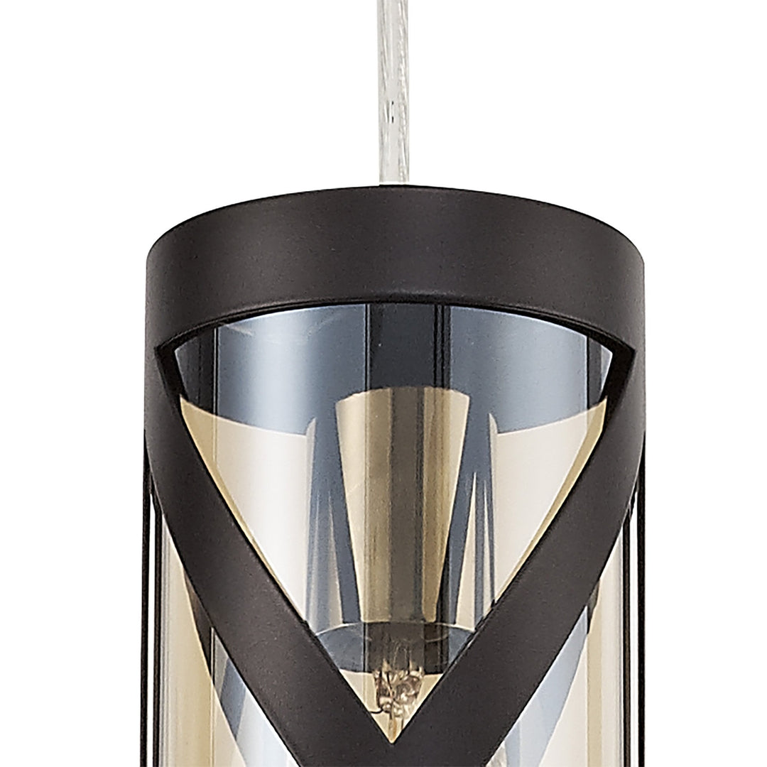 Nelson Lighting NL81469 Nivarna 1 Light Pendant Oiled Bronze/Polished Chrome/Amber