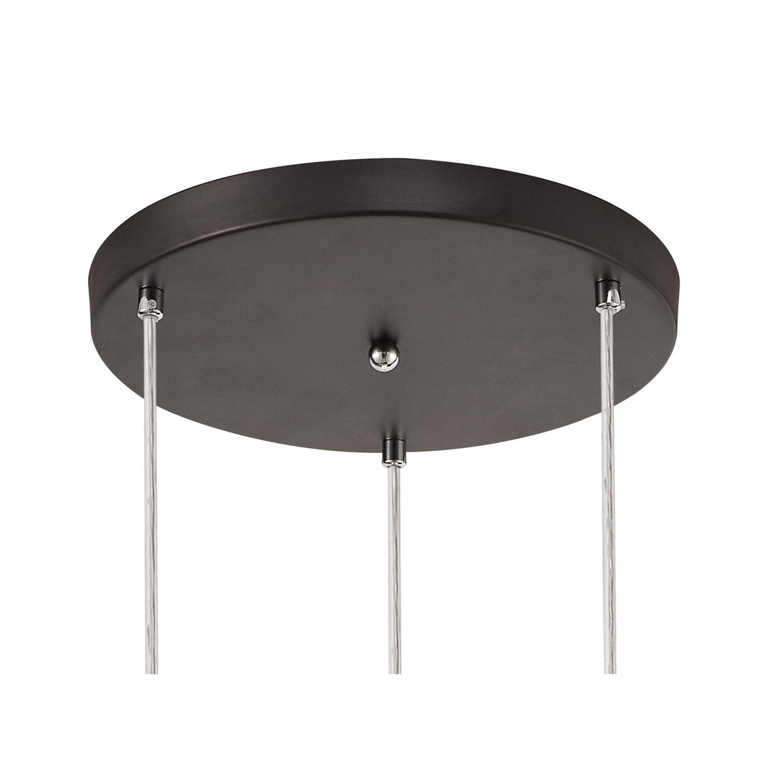 Nelson Lighting NL81489 Nivarna 3 Light Round Pendant Oiled Bronze/Polished Chrome/Amber