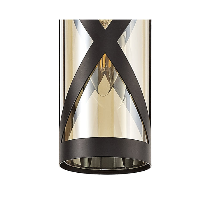 Nelson Lighting NL81489 Nivarna 3 Light Round Pendant Oiled Bronze/Polished Chrome/Amber