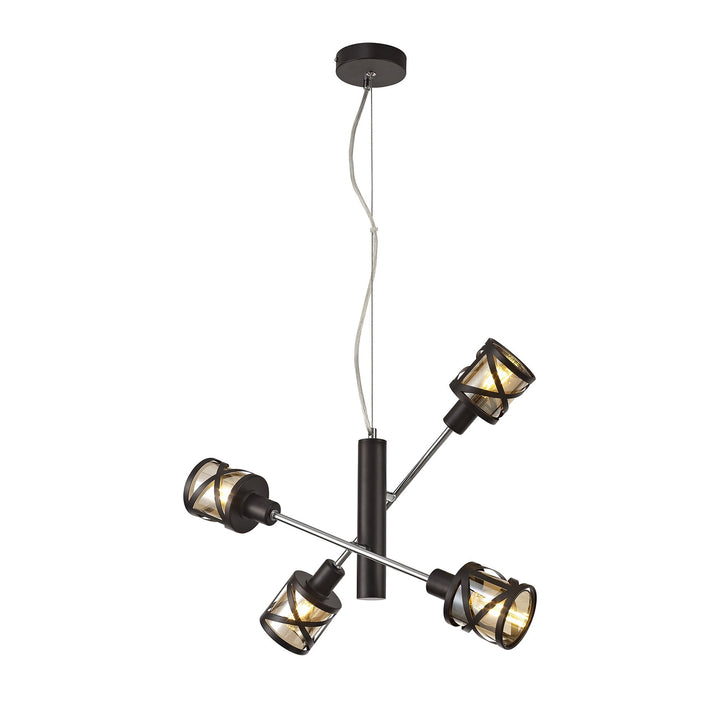 Nelson Lighting NL81499 Nivarna 4 Light Adjustable Pendant Oiled Bronze/Polished Chrome/Amber