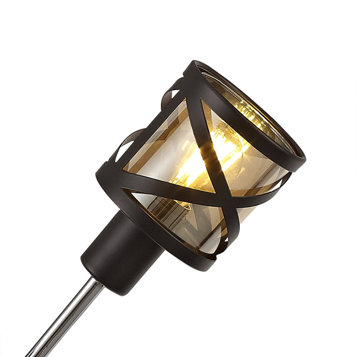 Nelson Lighting NL81499 Nivarna 4 Light Adjustable Pendant Oiled Bronze/Polished Chrome/Amber