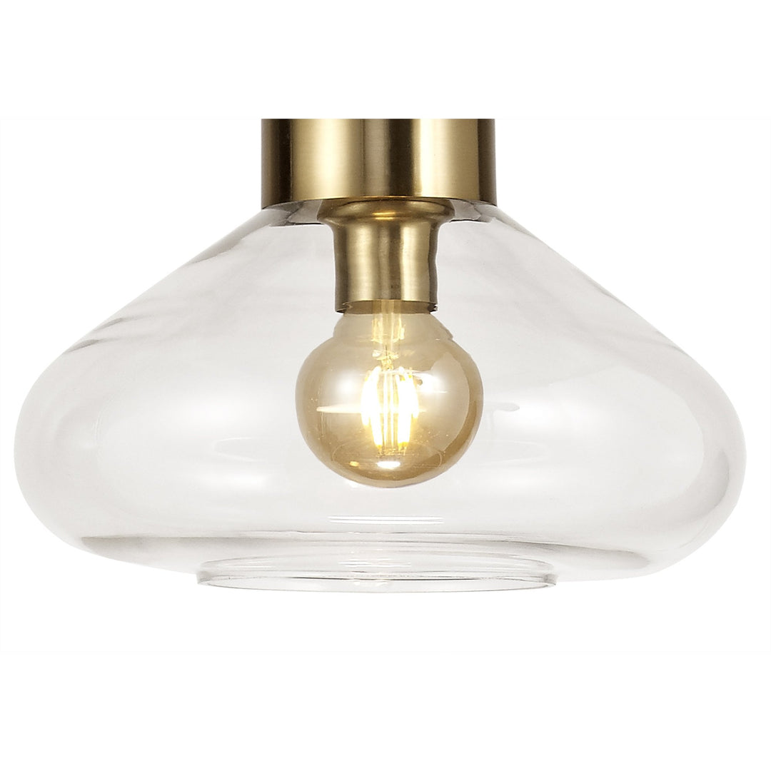 Nelson Lighting NL81349 Olivia Wide Pendant 1 Light Ancient Brass/Clear Glass