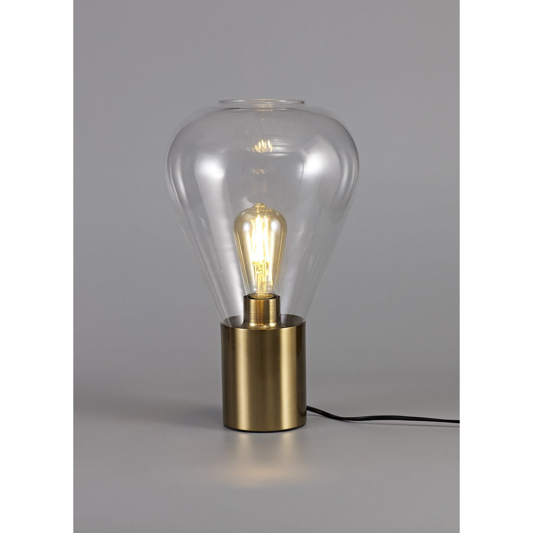 Nelson Lighting NL81359 Olivia Narrow Table Lamp 1 Light Ancient Brass/Clear Glass