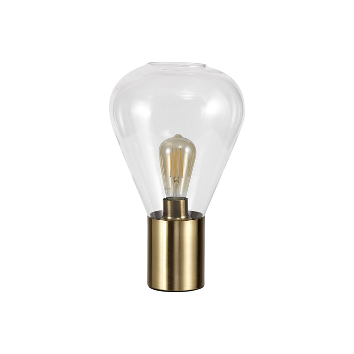 Nelson Lighting NL81359 Olivia Narrow Table Lamp 1 Light Ancient Brass/Clear Glass