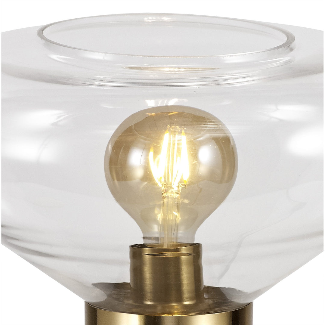 Nelson Lighting NL81369 Olivia Wide Table Lamp 1 Light Ancient Brass/Clear Glass