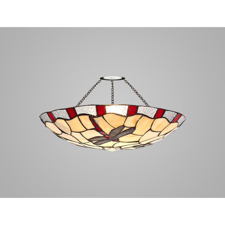 Nelson Lighting NL72559 Oonagh 35cm Tiffany Non-electric Up Lighter Shade Red/Cream/Clear Crystal