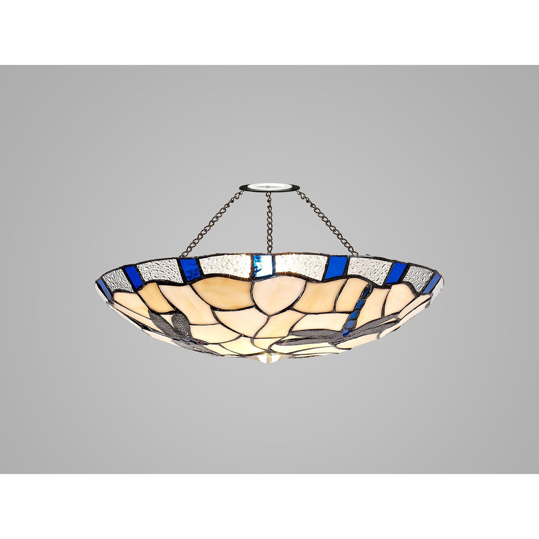 Nelson Lighting NL72569 Oonagh 35cm Tiffany Non-electric Up Lighter Shade Rich Blue/Cream/Clear Crystal