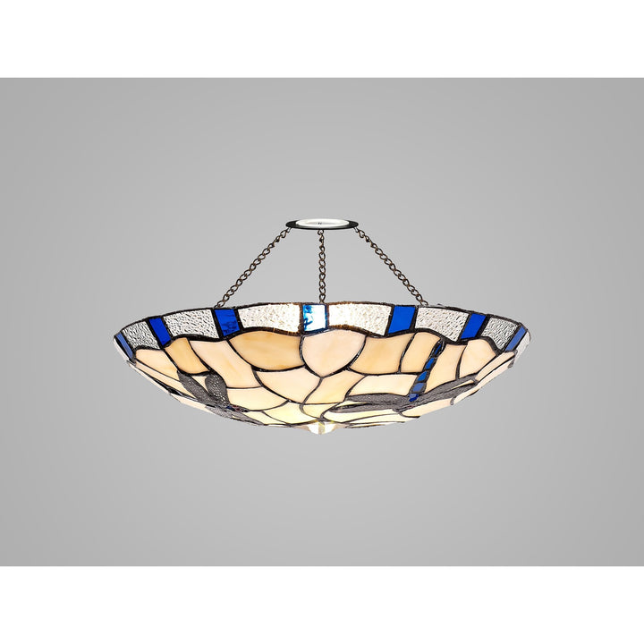 Nelson Lighting NL72569 Oonagh 35cm Tiffany Non-electric Up Lighter Shade Rich Blue/Cream/Clear Crystal