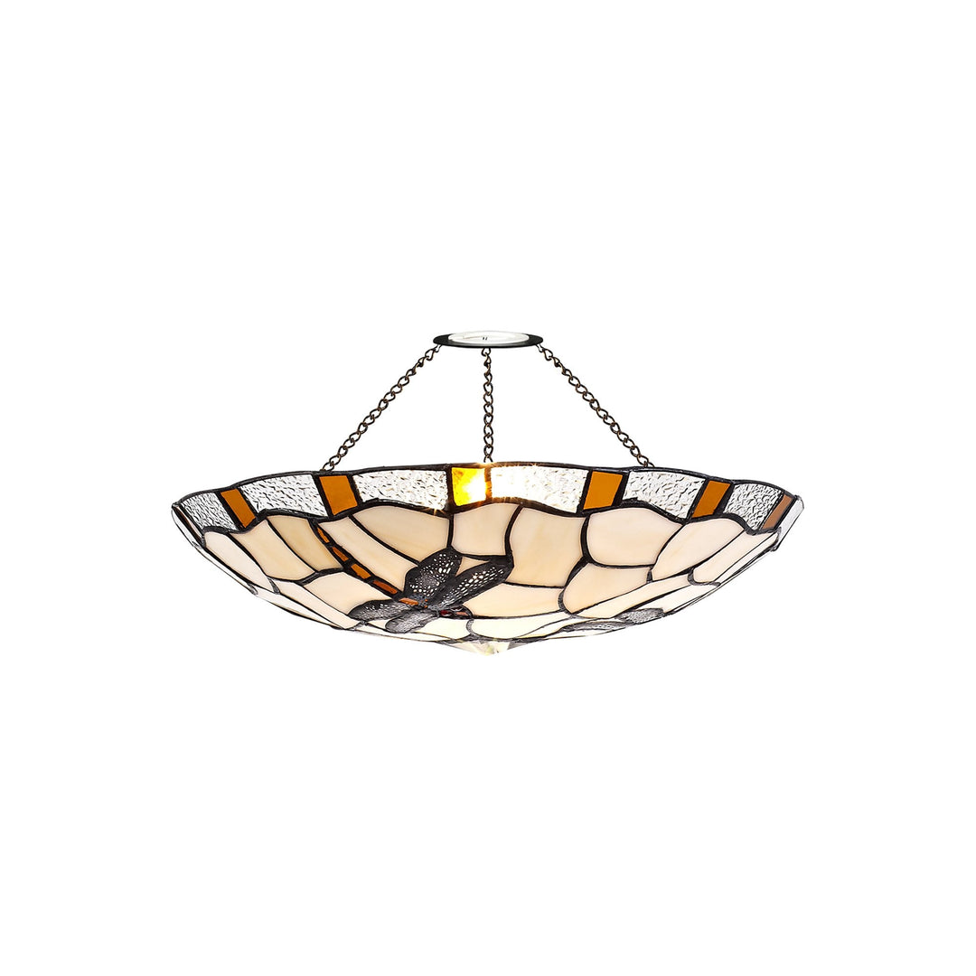 Nelson Lighting NL72589 Oonagh 35cm Tiffany Non-electric Up Lighter Shade Amber/Cream/Clear Crystal