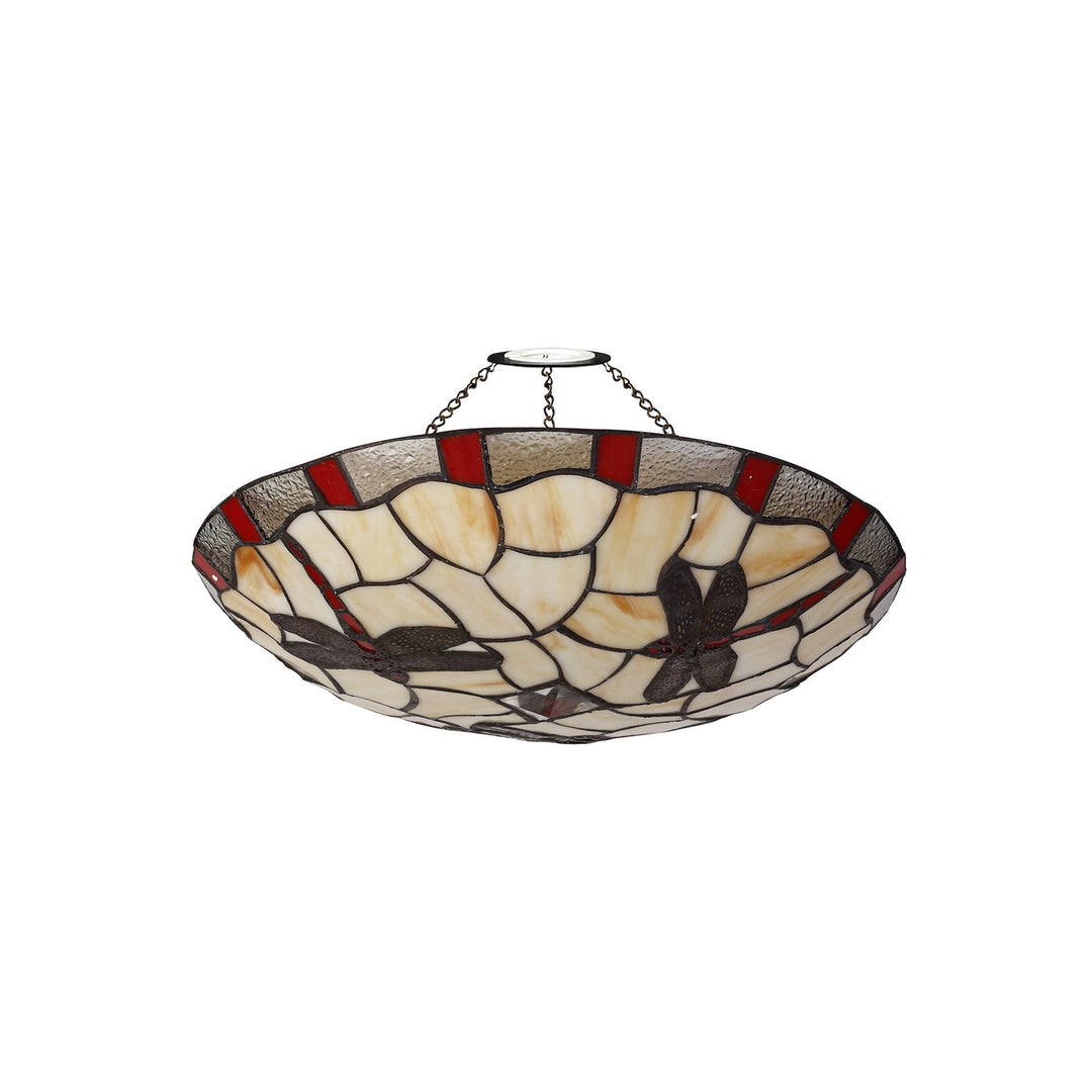 Nelson Lighting NLK01389 Oonagh 1 Light Pendant With 35cm Tiffany Shade Red/Chrome/Clear Crystal/Black