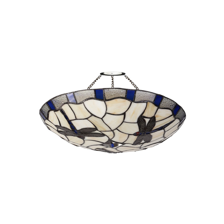 Nelson Lighting NLK01399 Oonagh 1 Light Pendant With 35cm Tiffany Shade Blue/Chrome/Clear Crystal/Black