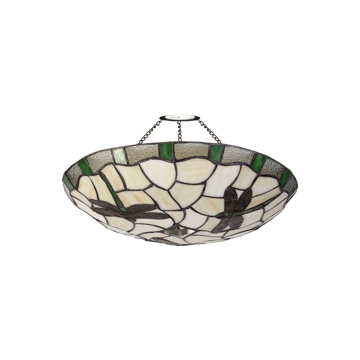 Nelson Lighting NLK01409 Oonagh 1 Light Pendant With 35cm Tiffany Shade Green/Chrome/Clear Crystal/Black