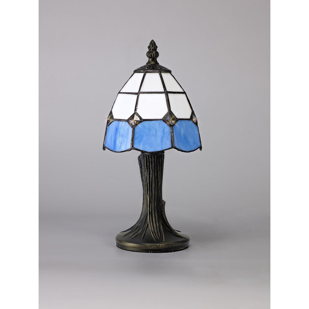 Nelson Lighting NL72169 Ole Tiffany Table Lamp 1 Light White/Blue/Clear Crystal Shade