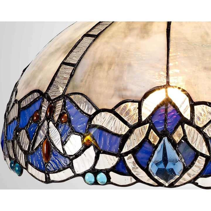 Nelson Lighting NL72749 Ossie Tiffany 30cm Non-electric Shade Suitable For Pendant/Ceiling/Table Lamp Blue/Clear Crystal