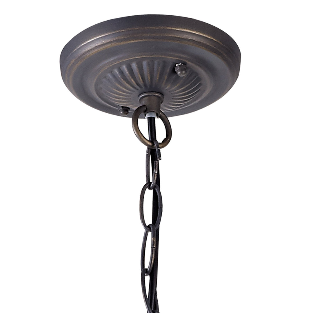 Nelson Lighting NLK01479 Ossie 2 Light Down Light Pendant With 30cm Tiffany Shade Blue/Aged Antique Brass