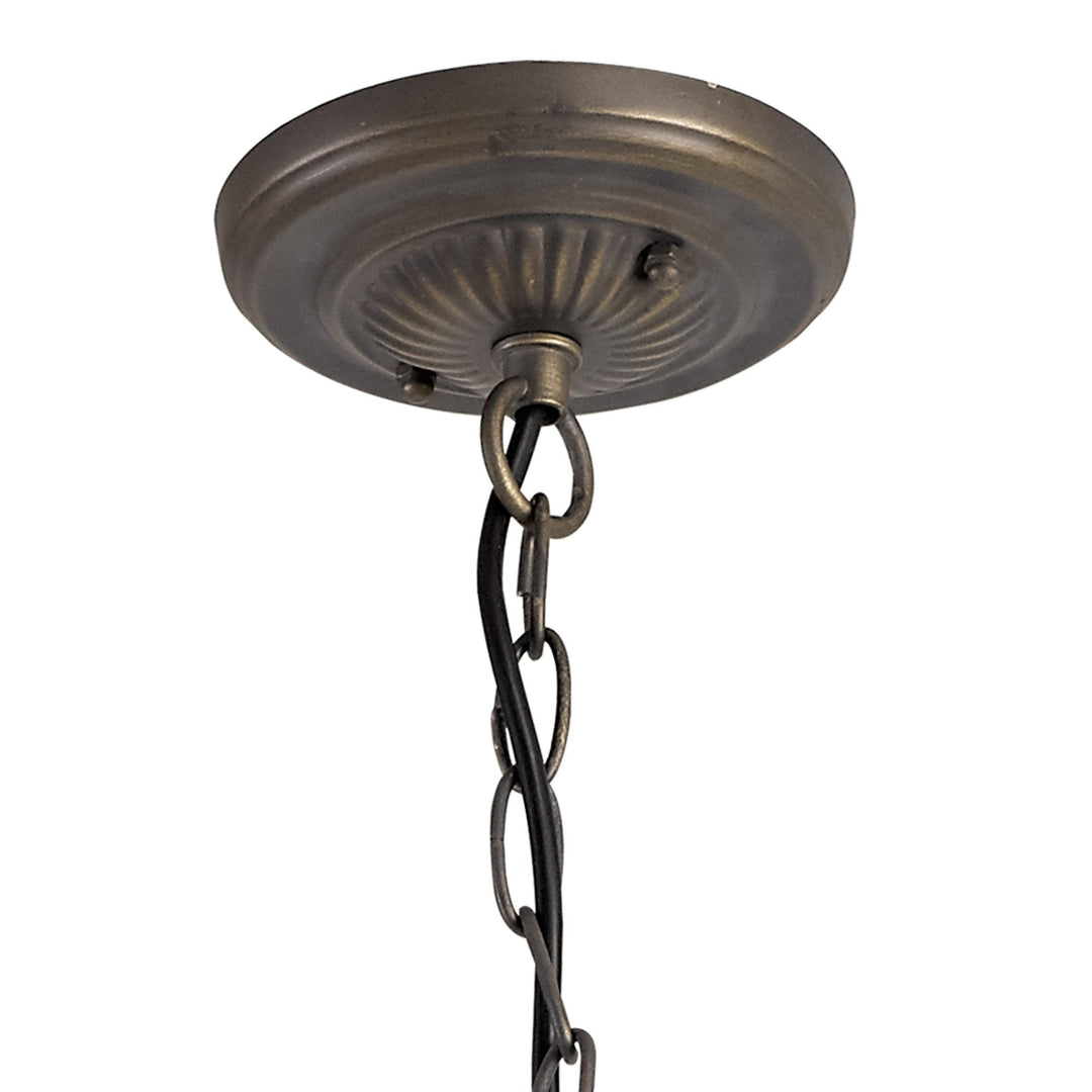 Nelson Lighting NLK01489 Ossie 3 Light Down Light Pendant With 30cm Tiffany Shade Blue/Aged Antique Brass