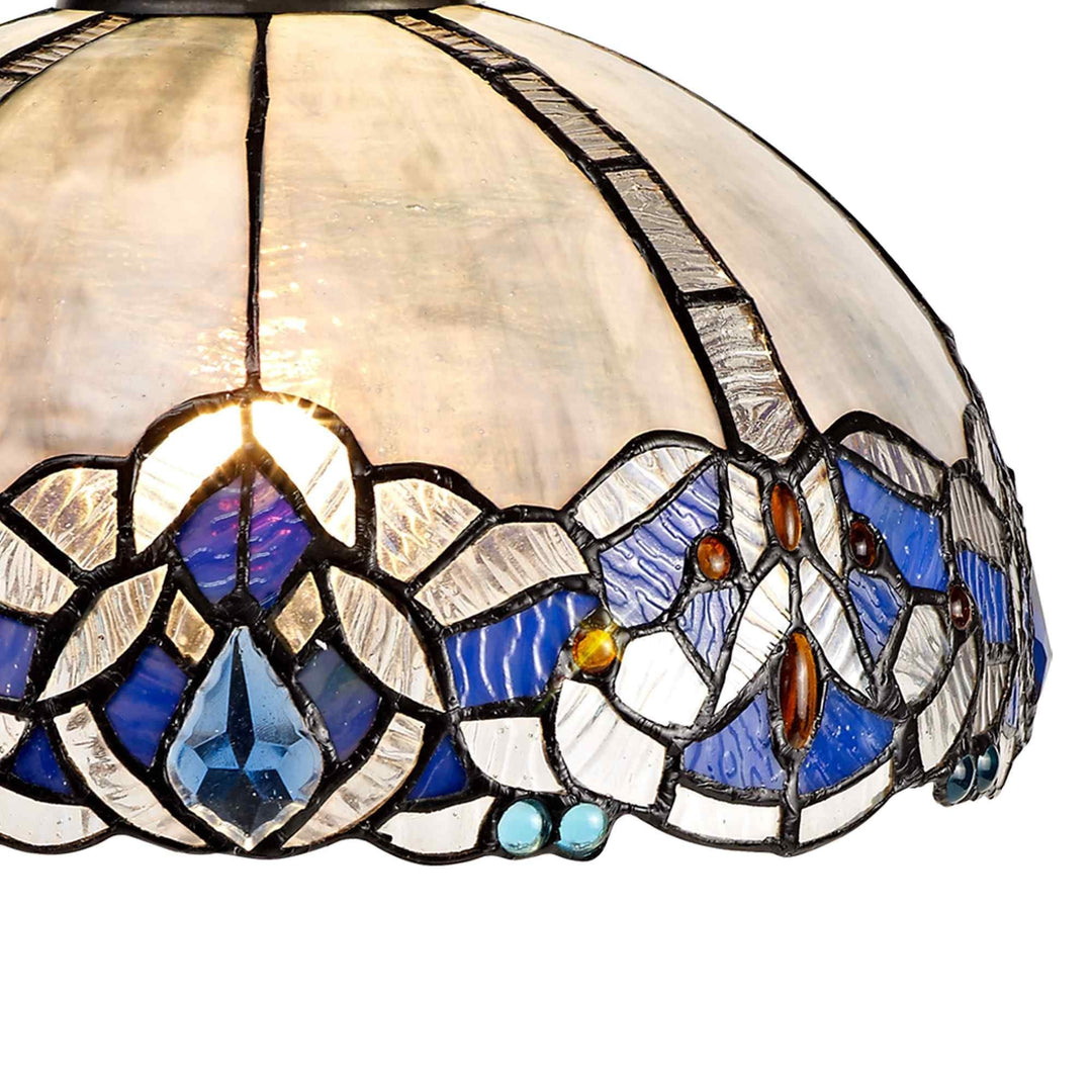 Nelson Lighting NLK01489 Ossie 3 Light Down Light Pendant With 30cm Tiffany Shade Blue/Aged Antique Brass