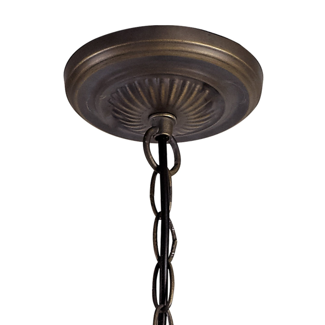 Nelson Lighting NLK01519 Ossie 2 Light Up Lighter Pendant With 30cm Tiffany Shade Blue/Aged Antique Brass